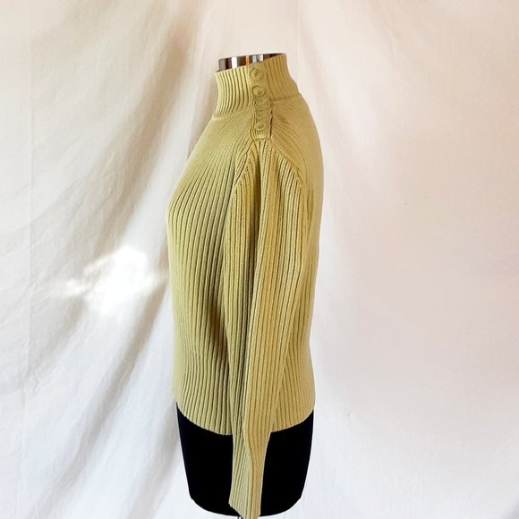 J Jill Subdued Lime Green 100% Cotton Knit Sweater - Picture 4 of 8